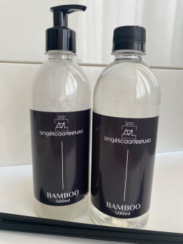 REFIL 500ML SABONETE LÍQUIDO E DIFUSOR DE AROMAS BAMBOO COM 10 VARETAS DIFUSORAS PRETAS